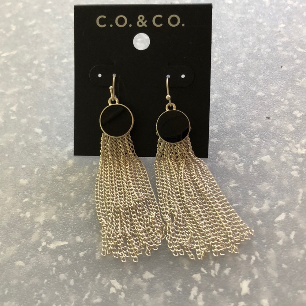 Black and Silver Tassel Earrings